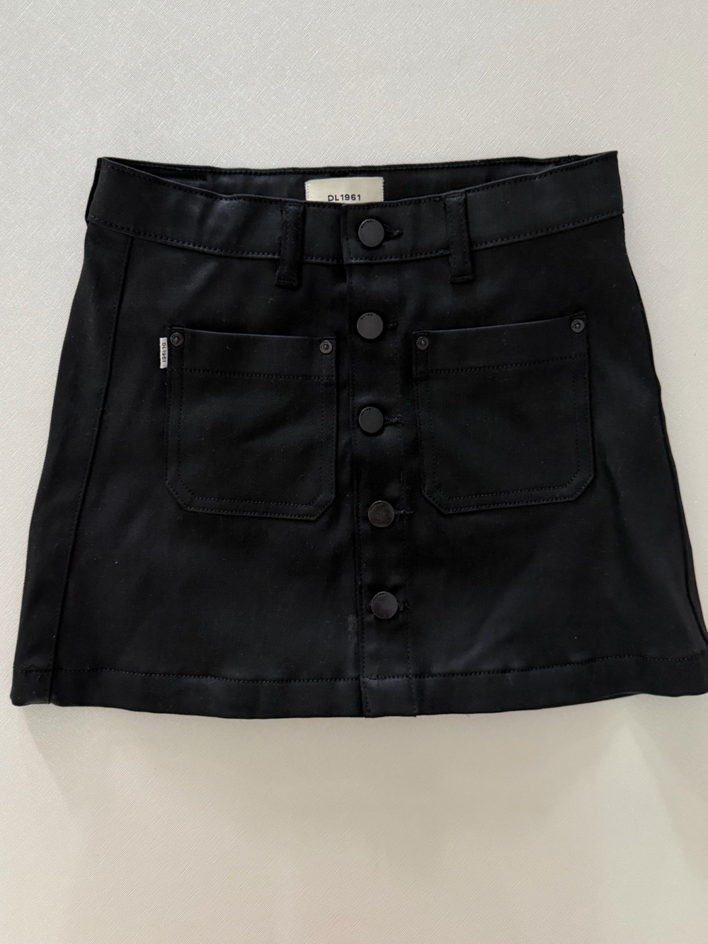 DL 1961 Girls Jenny Mini Skirt Size 12 Black Coated Denim